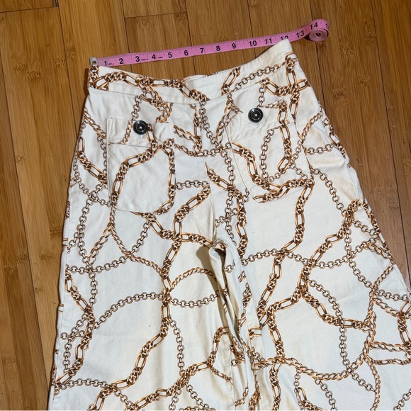 Anthropologie Maeve Chain Print Palazzo Pants Size 0 - Picture 11 of 16
